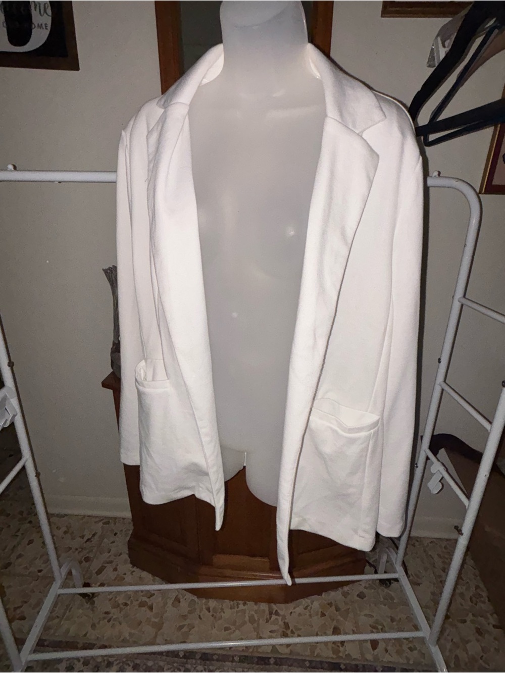 white birch White Open-Front Blazer with Patch Pockets